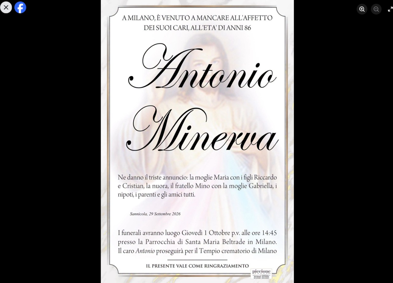 Necrologio di Antonio Minerva