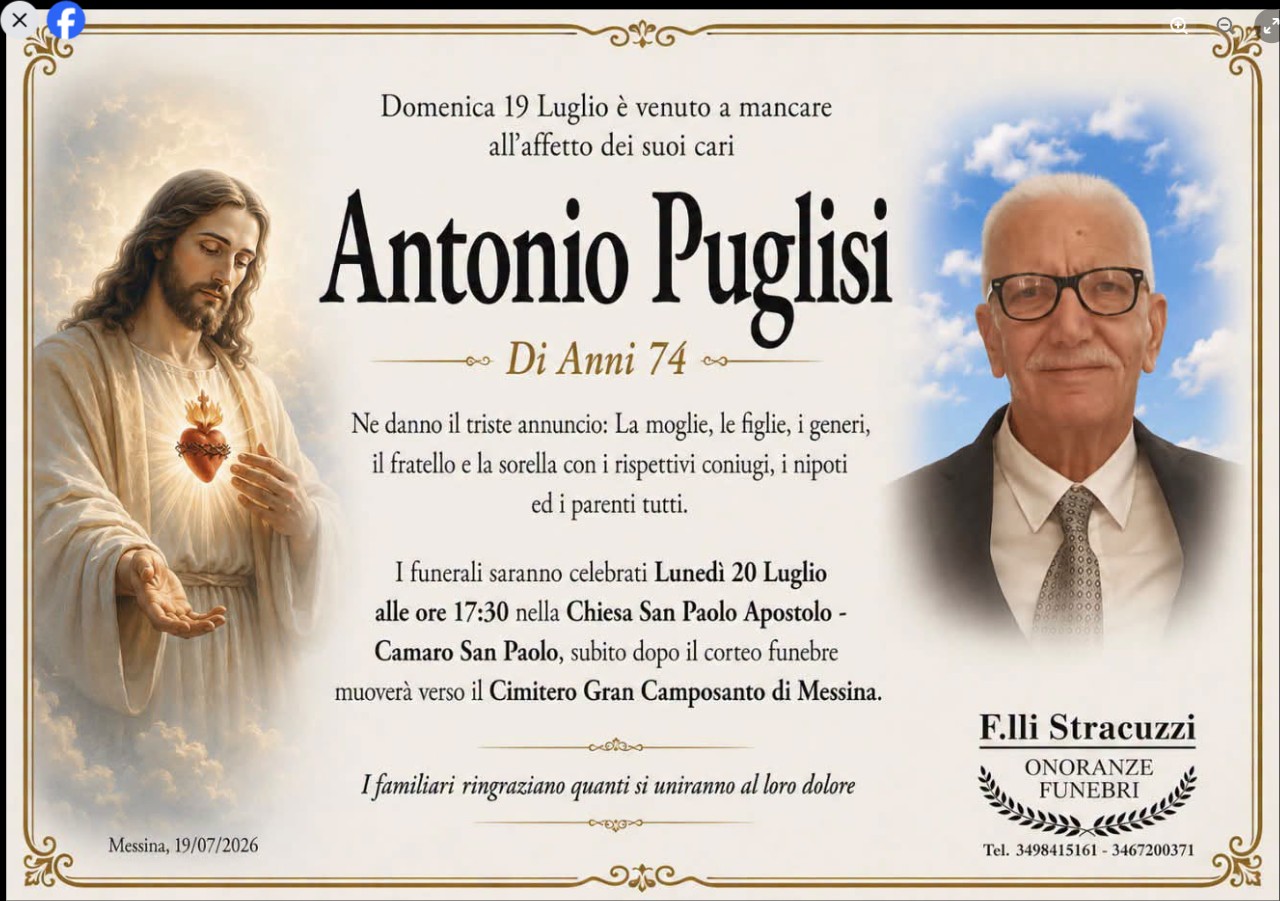 Necrologio di Antonio Puglisi