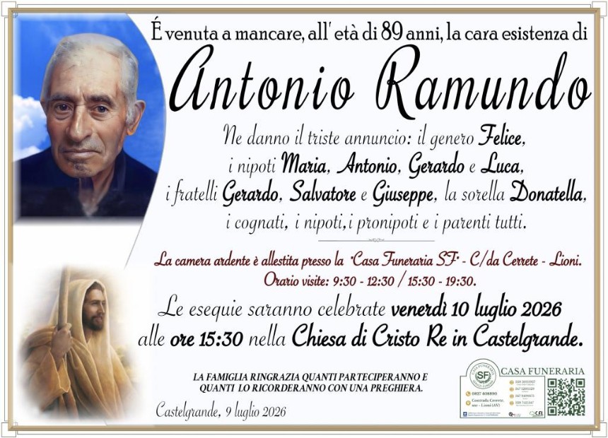 Necrologio di Antonio Ramundo