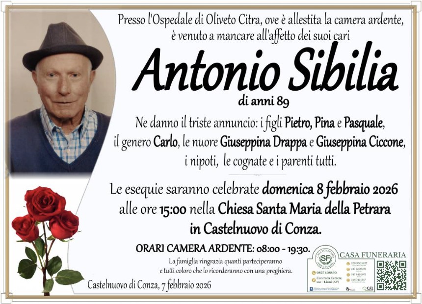 Necrologio di Antonio Sibilia