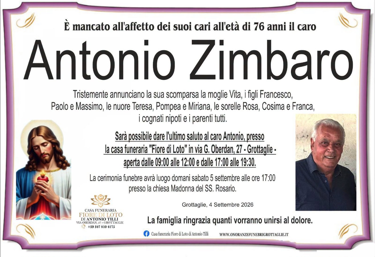 Necrologio di Antonio Zimbaro