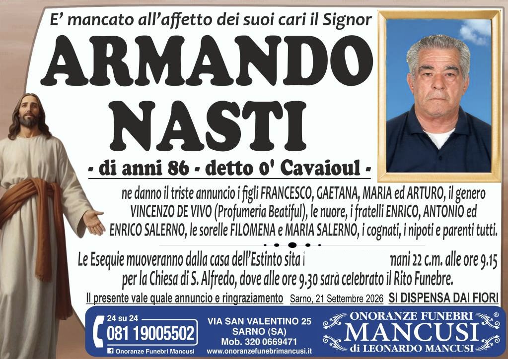 Necrologio di Armando Nasti