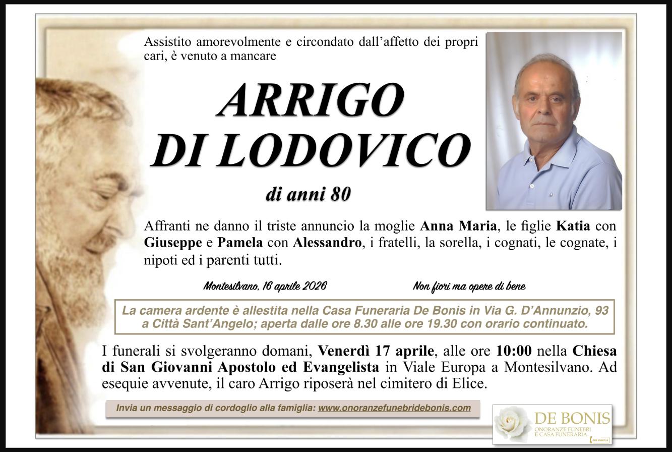 Necrologio di Arrigo Di Lodovico