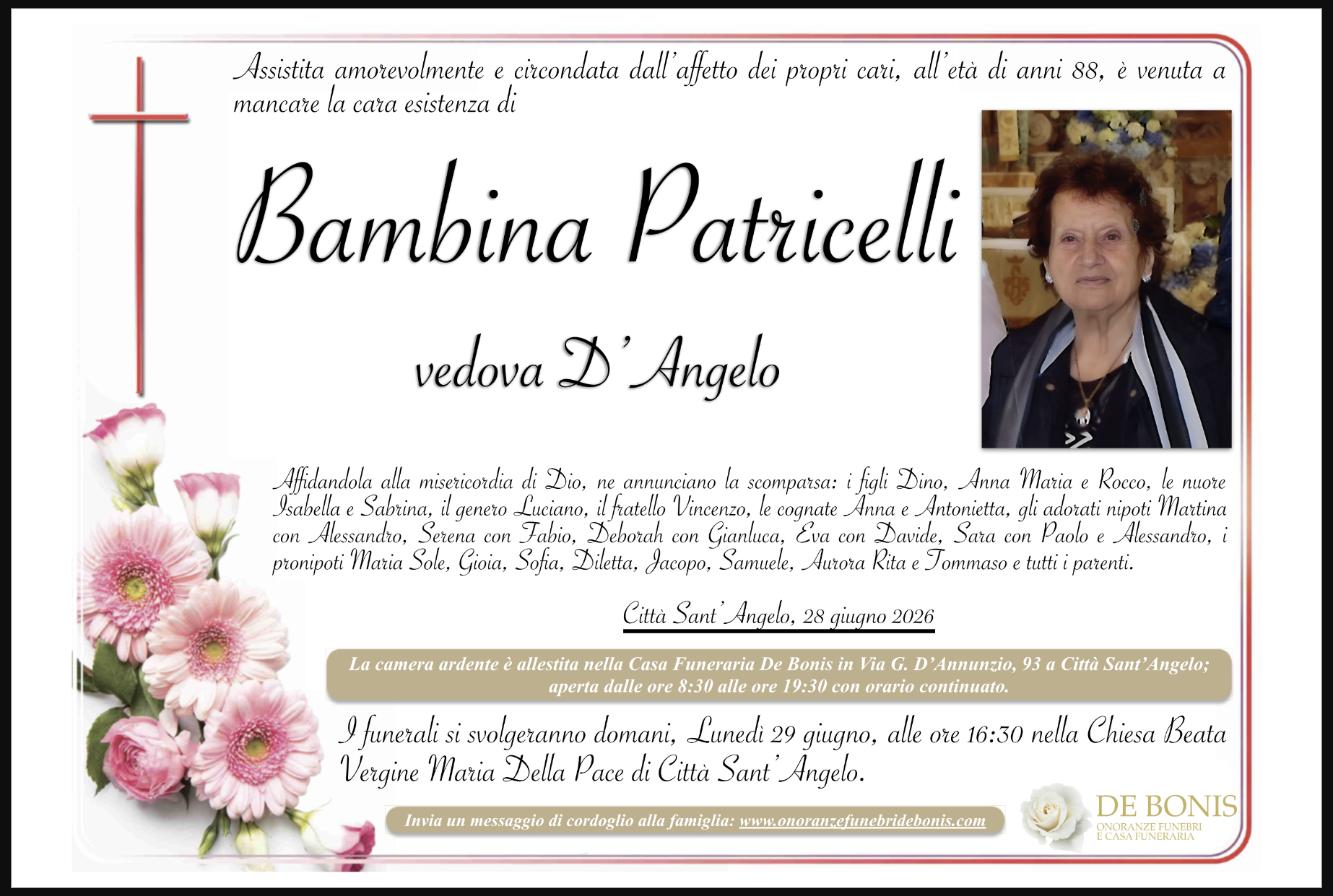 Necrologio di Bambina Patricelli