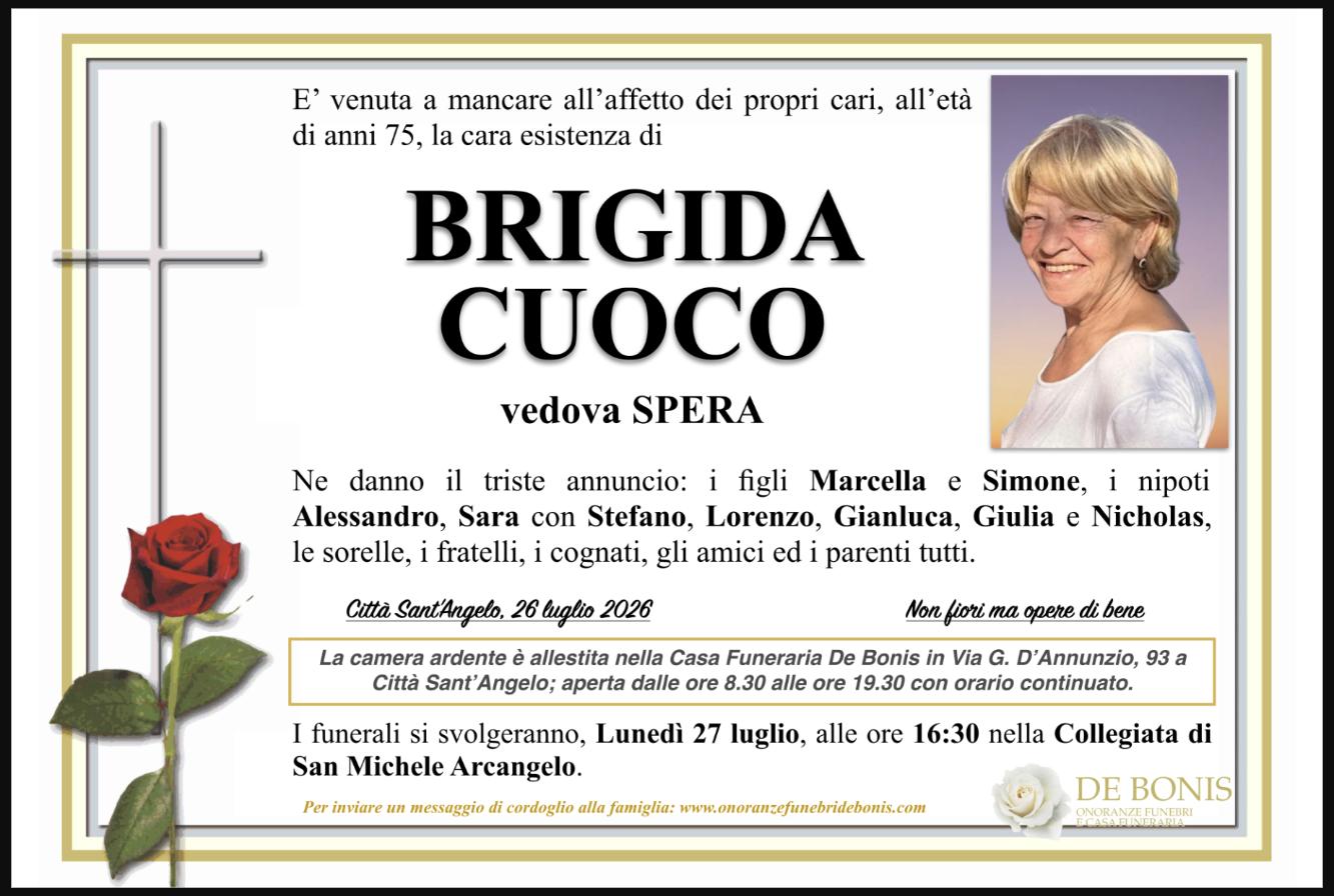 Necrologio di Brigida Cuoco