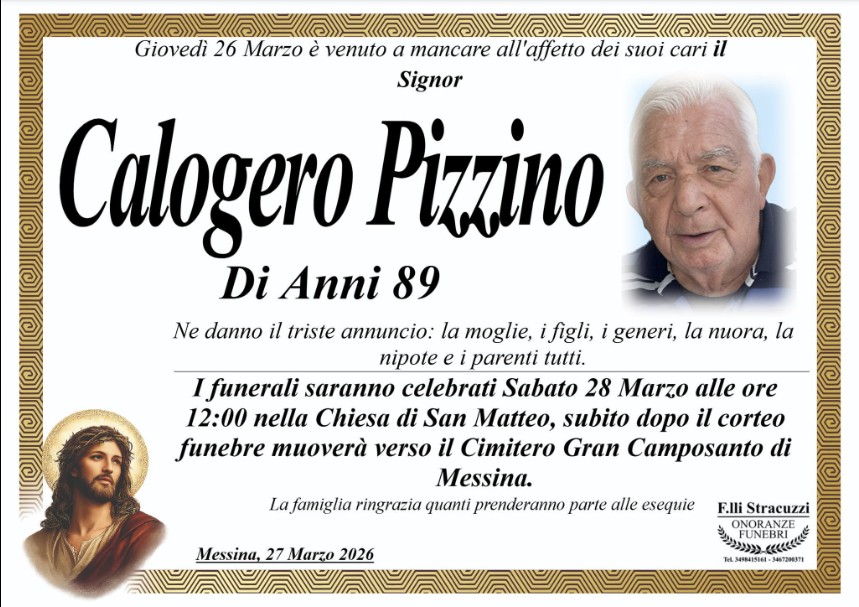 Necrologio di Calogero Pizzino