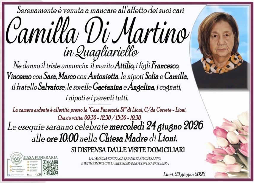Necrologio di Camilla Di Martino