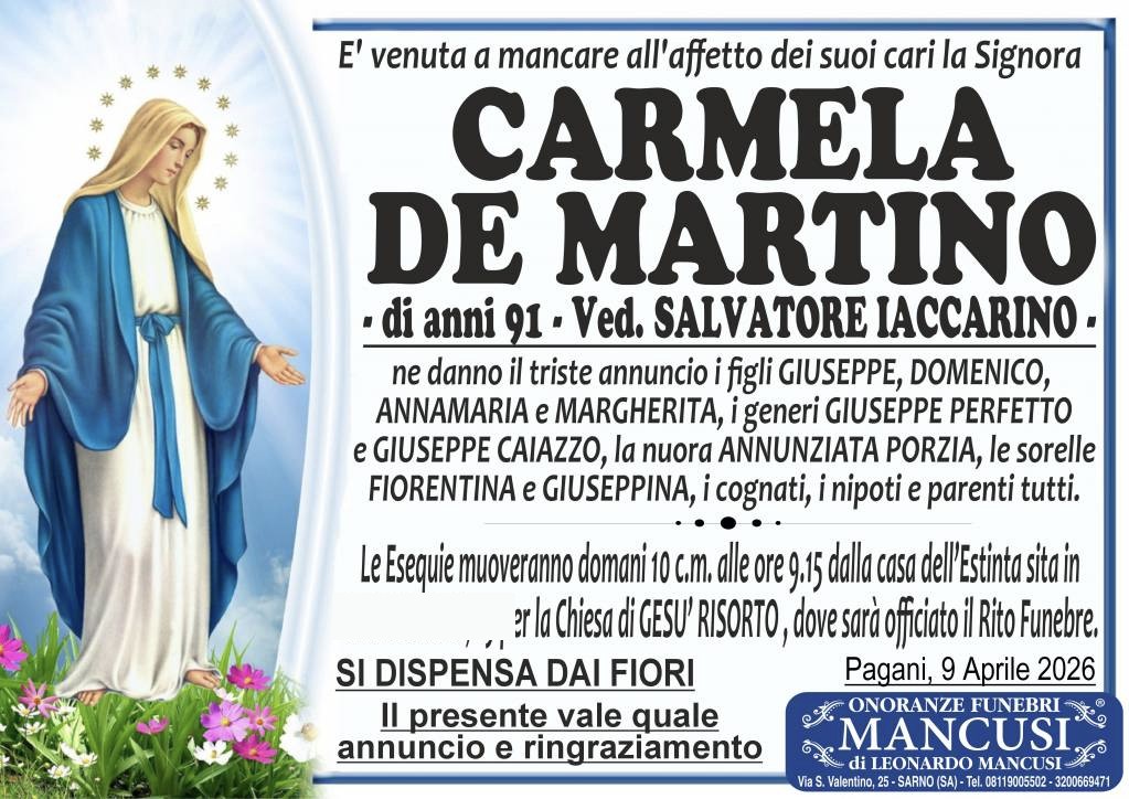 Necrologio di Carmela De Martino