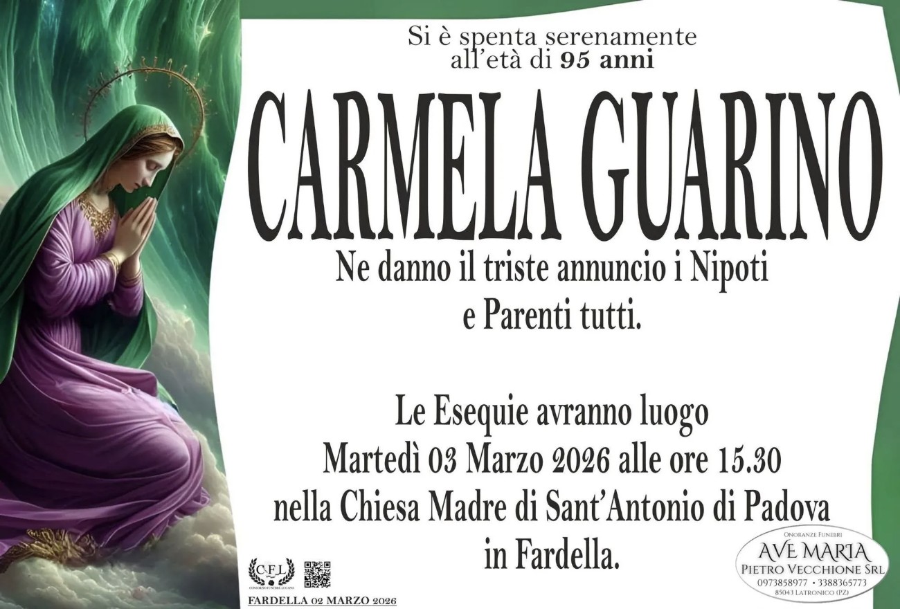 Necrologio di Carmela Guarino