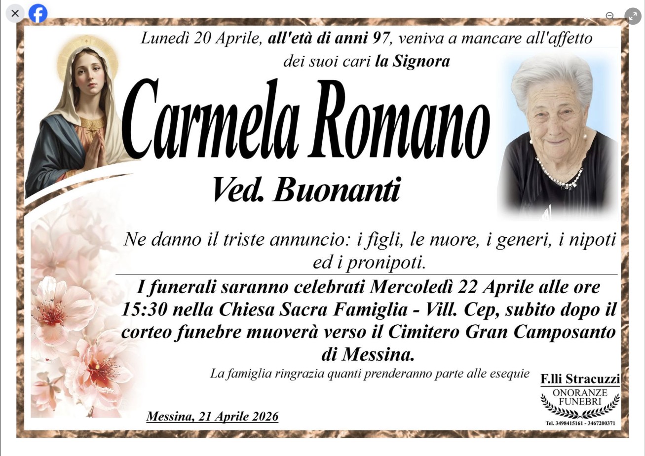 Necrologio di Carmela Romano