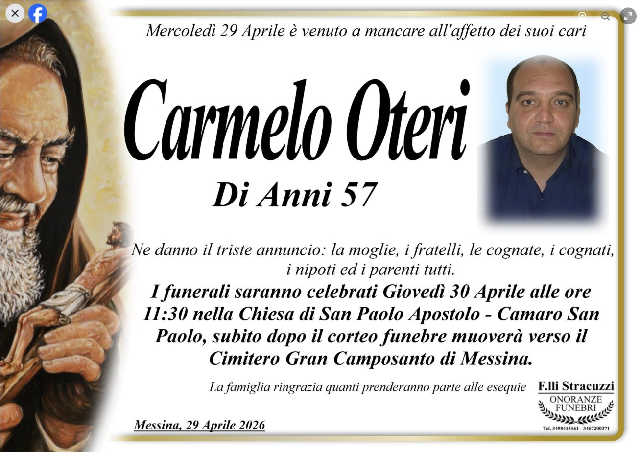 Necrologio di Carmelo Oteri
