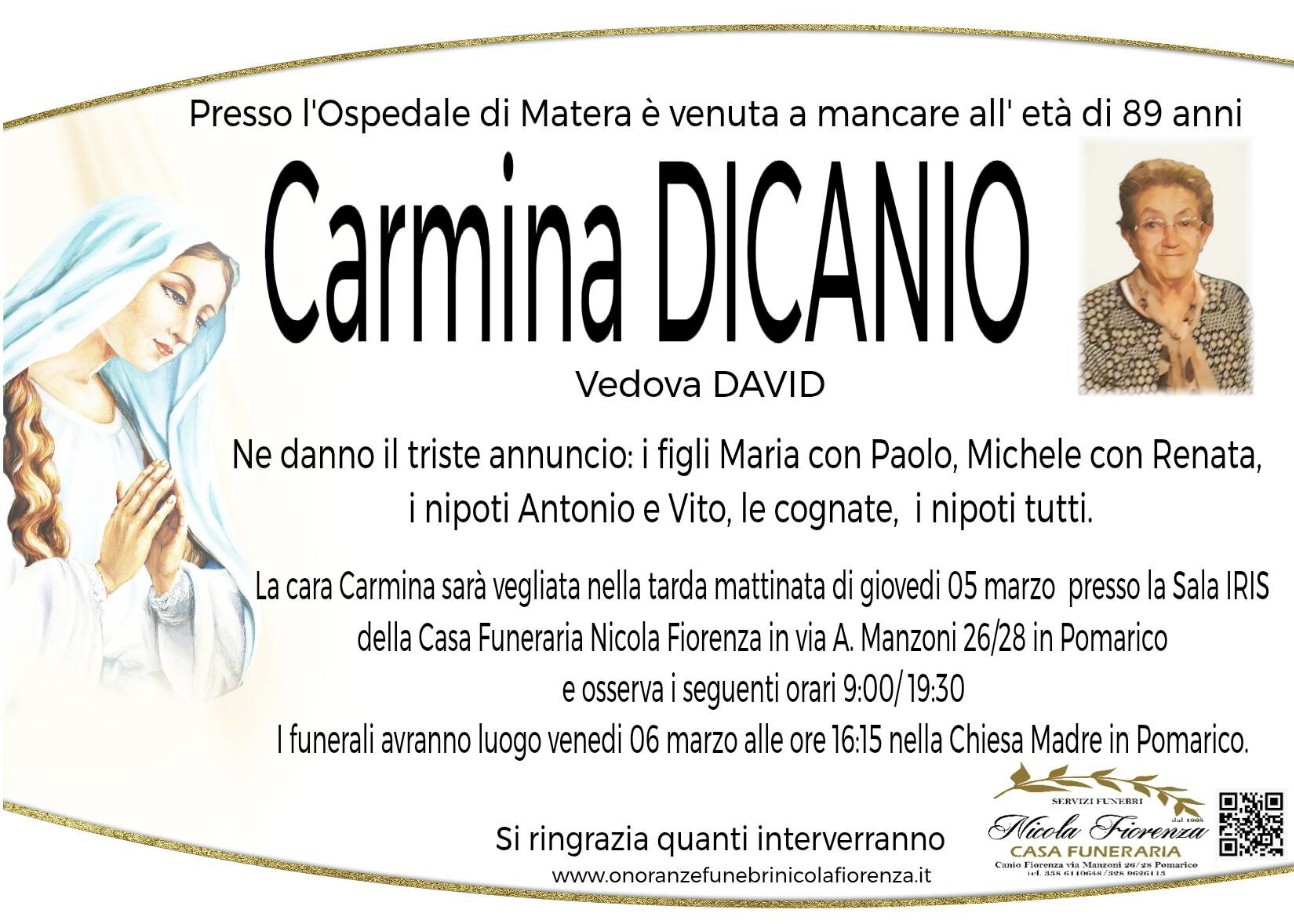 Necrologio di Carmina Dicanio