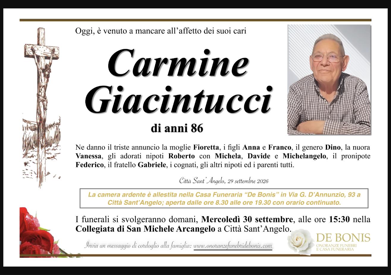 Necrologio di Carmine Giacintucci