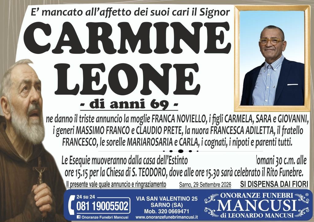 Necrologio di Carmine Leone