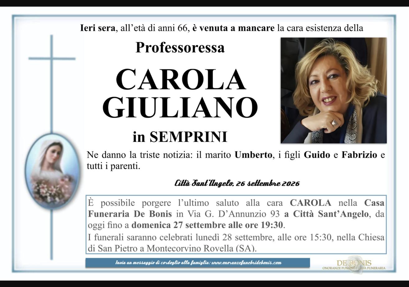 Necrologio di Carola Giuliano