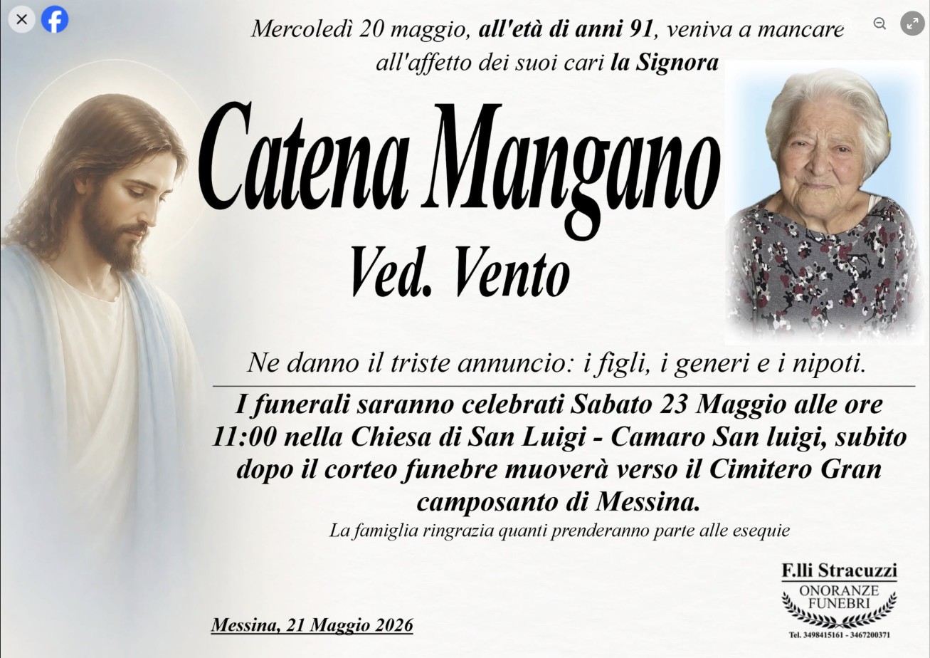 Necrologio di Catena Mangano