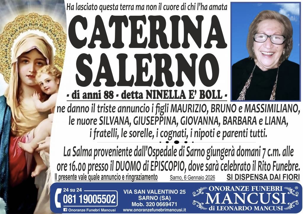 Necrologio di Caterina Salerno
