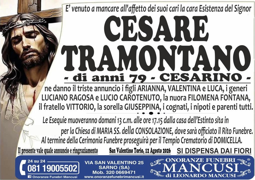 Necrologio di Cesare Tramontano