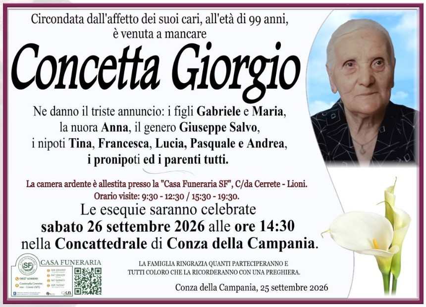 Necrologio di Concetta Giorgio