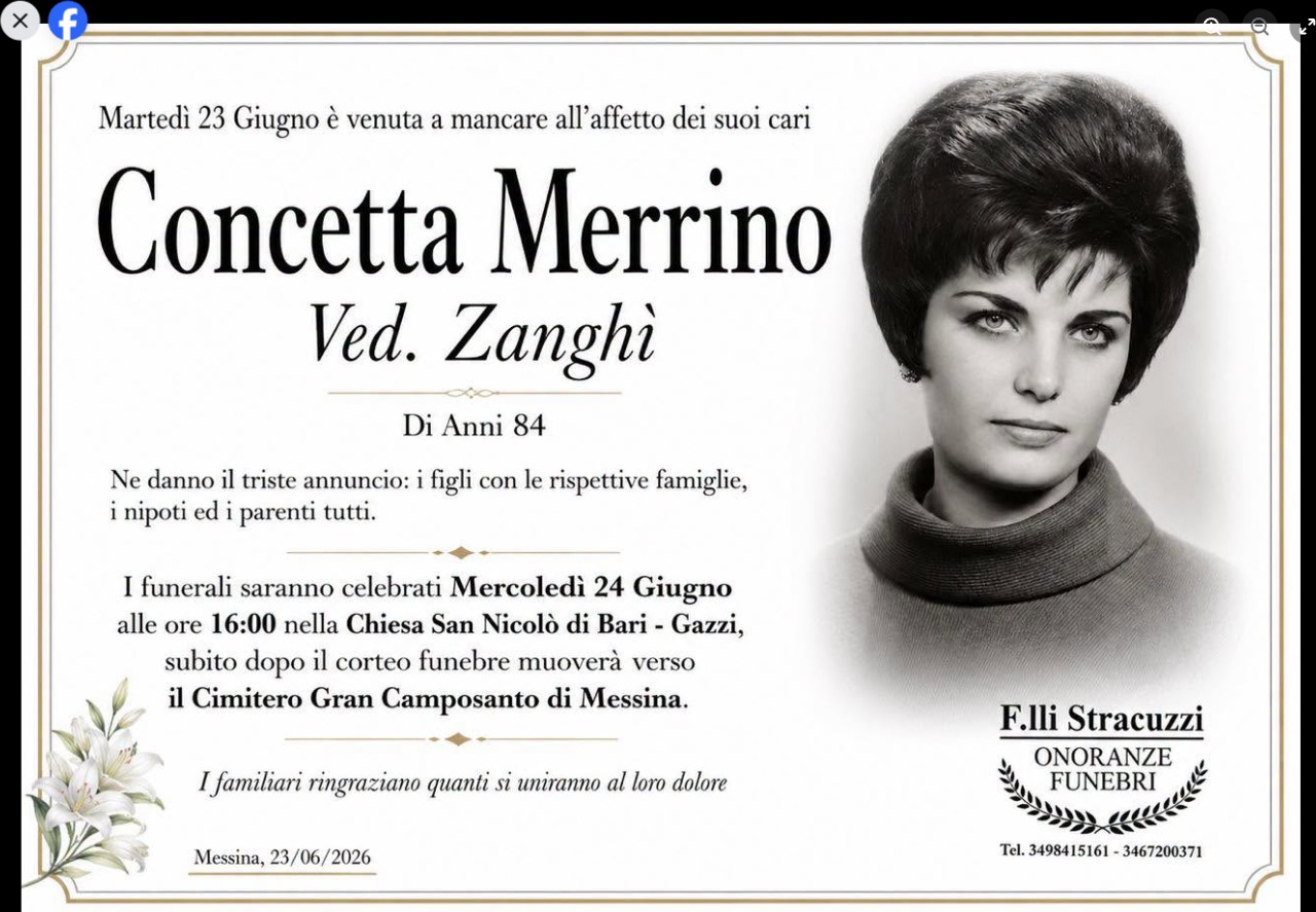 Necrologio di Concetta Merrino