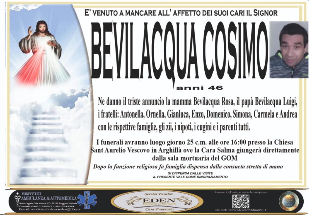 Necrologio di Cosimo Bevilacqua