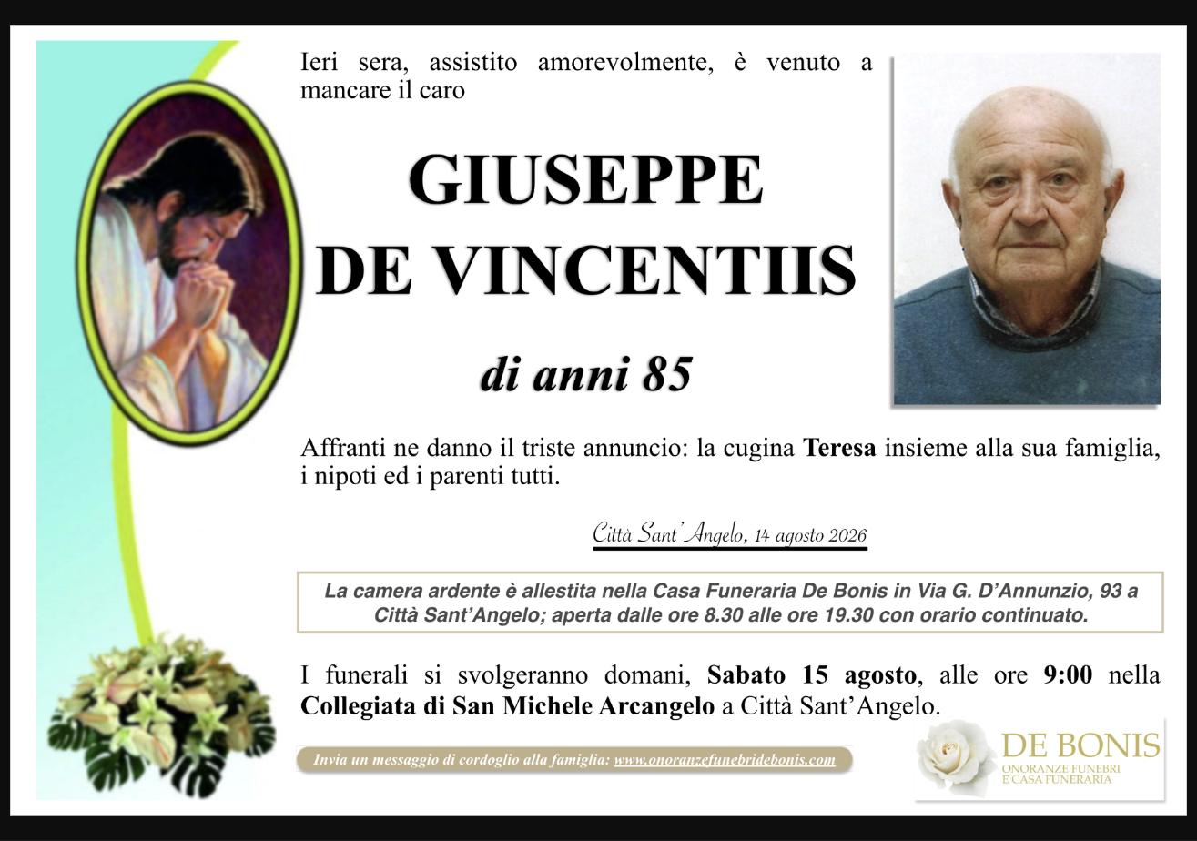 Necrologio di Giuseppe De Vincentiis