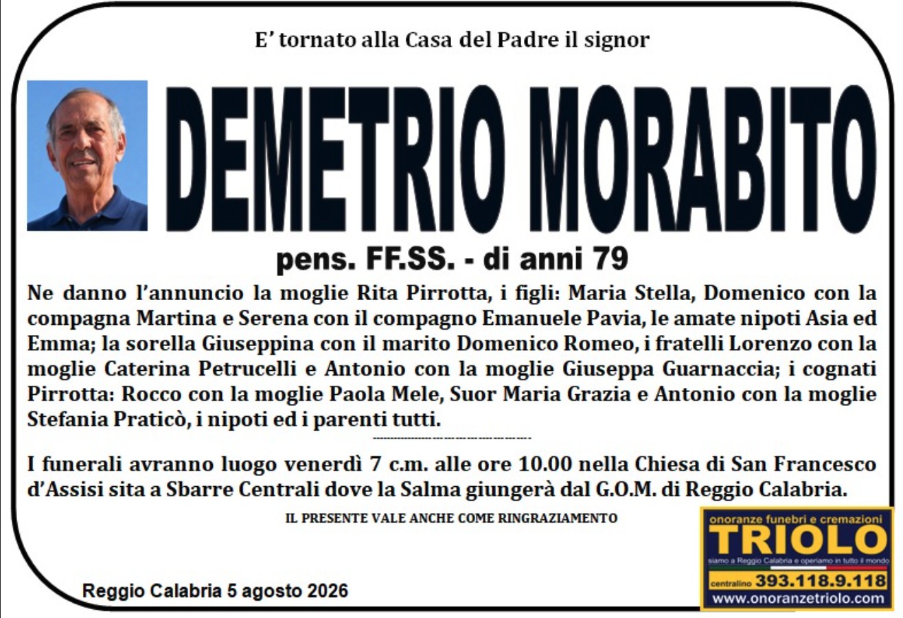 Necrologio di Demetrio Morabito