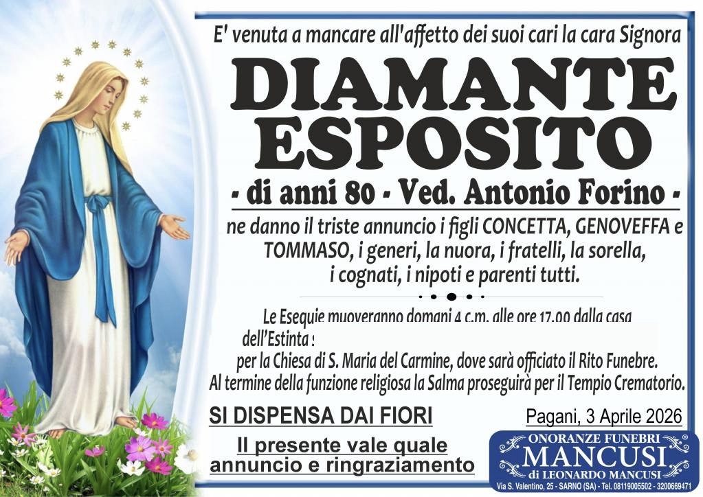 Necrologio di Diamante Esposito