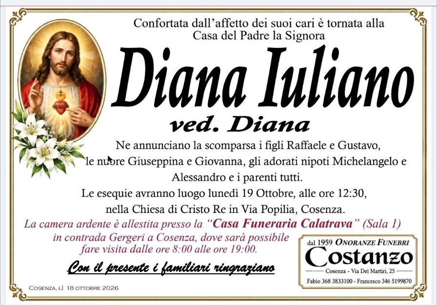 Necrologio di Diana Iuliano