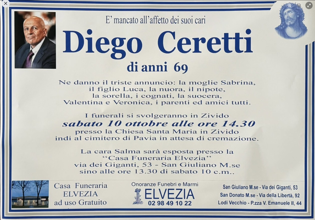 Necrologio di Diego Ceretti