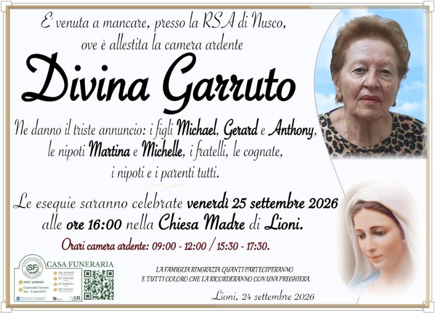 Necrologio di Divina Garruto