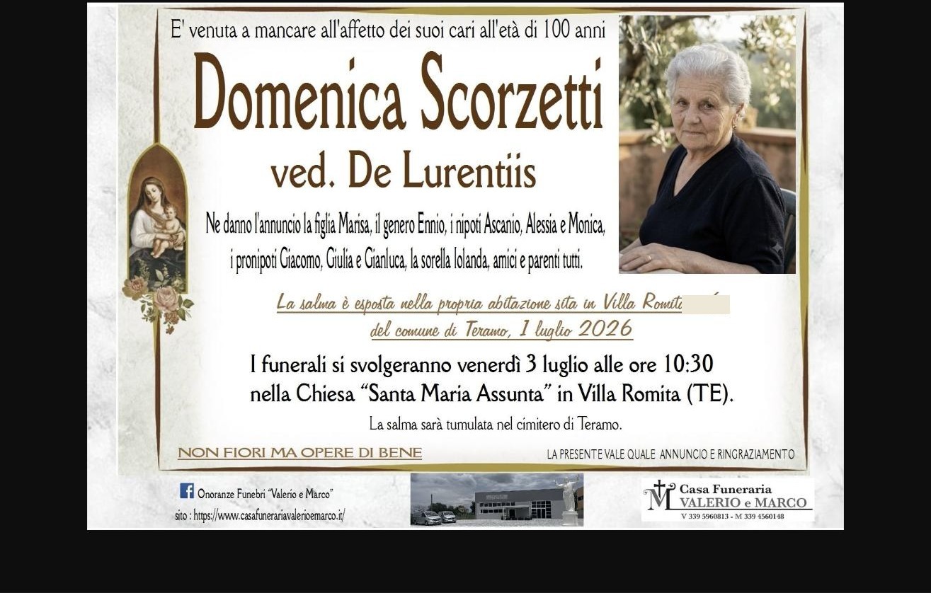 Necrologio di Domenica Scorzetti