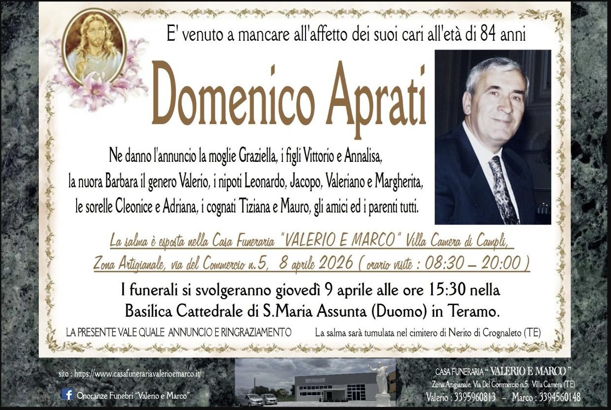 Necrologio di Domenico Aprati