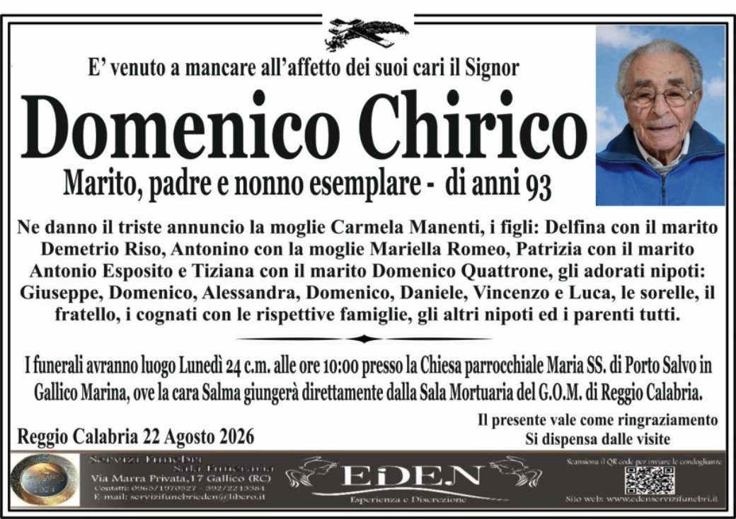 Necrologio di Domenico Chirico