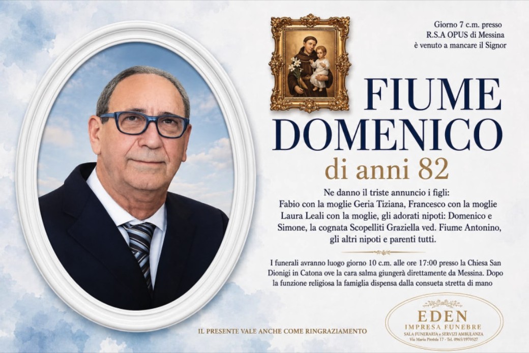 Necrologio di Domenico Fiume