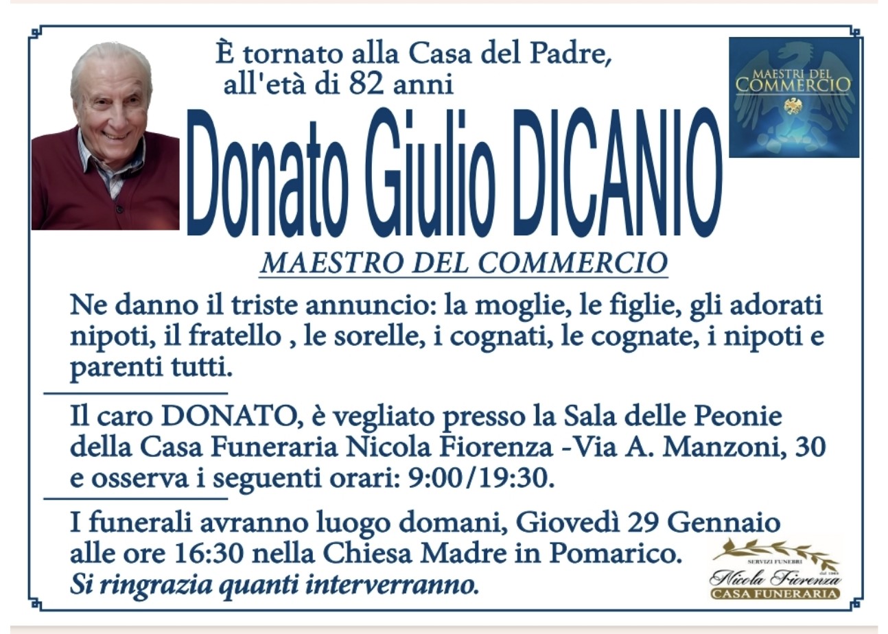 Necrologio di Donato Giulio Dicanio