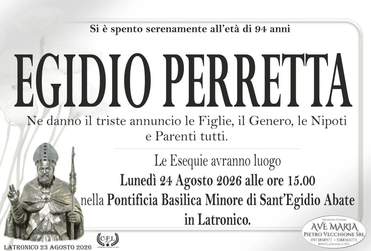 Necrologio di Egidio Perretta