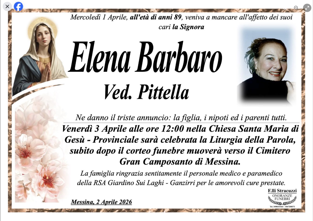 Necrologio di Elena Barbaro