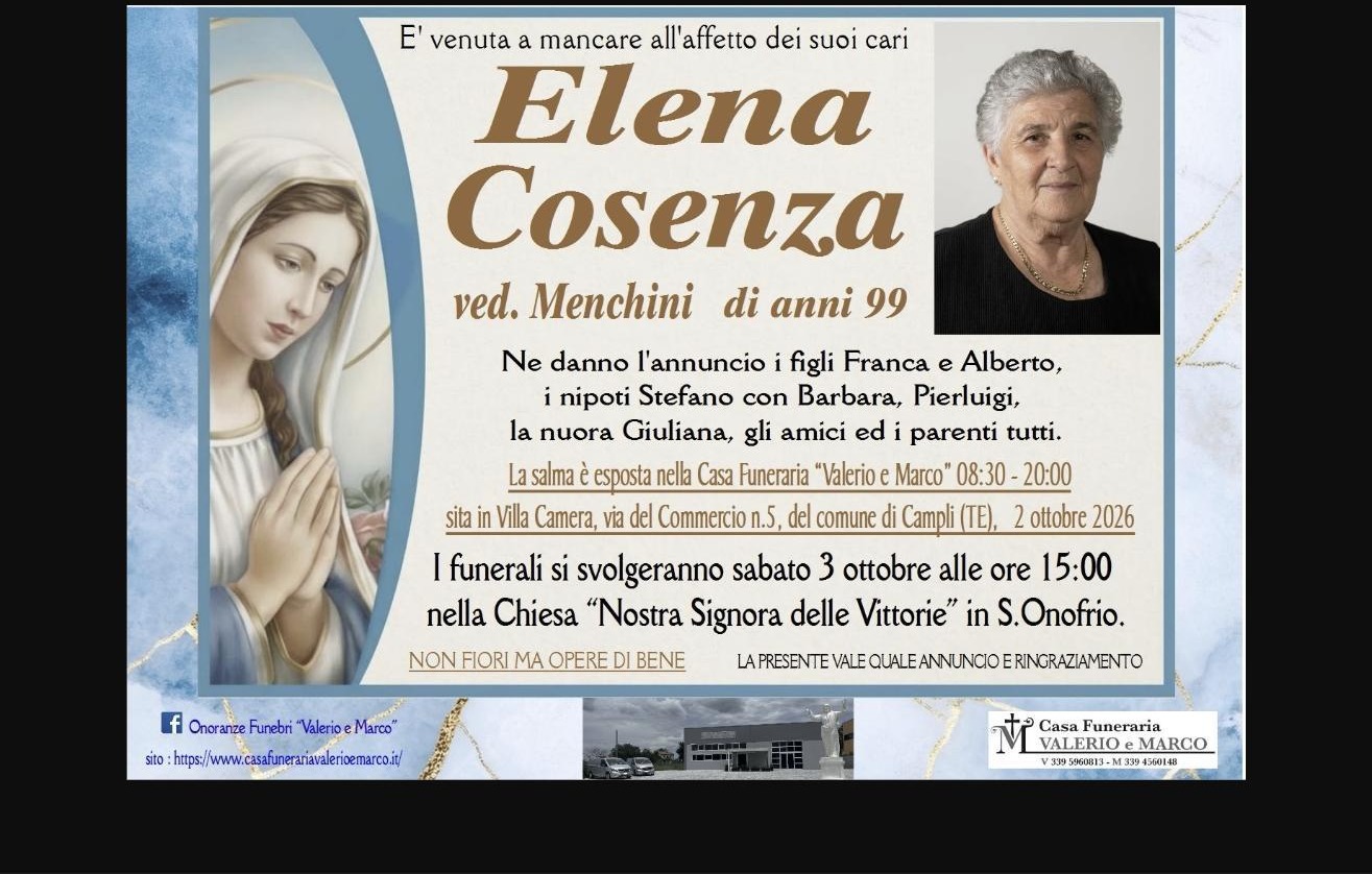 Necrologio di Elena Cosenza