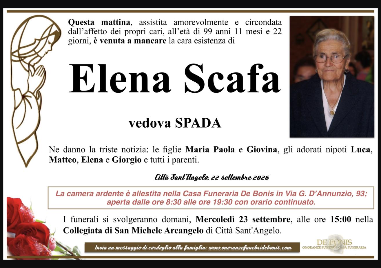 Necrologio di Elena Scafa