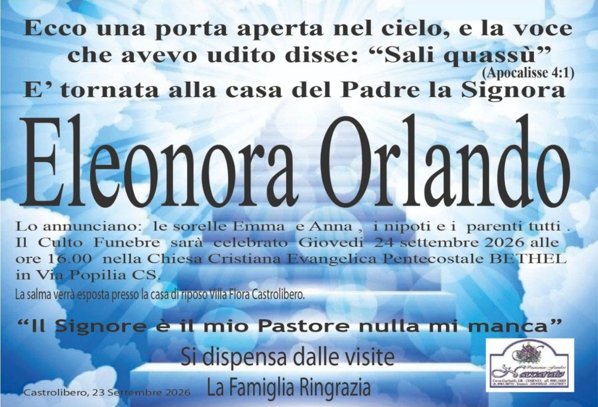 Necrologio di Eleonora Orlando