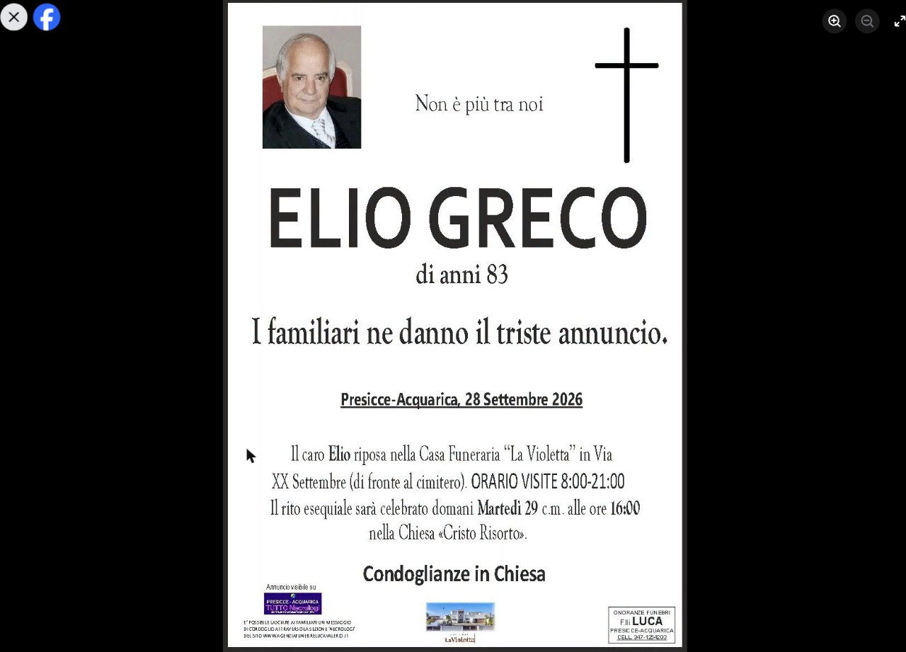 Necrologio di Elio Greco