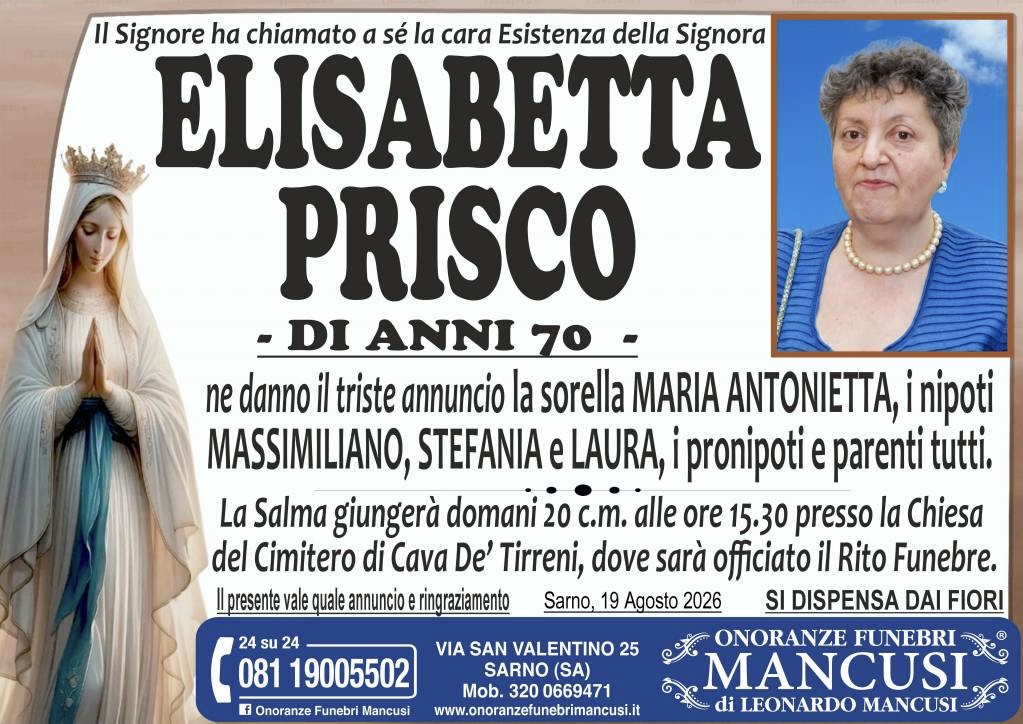 Necrologio di Elisabetta Prisco