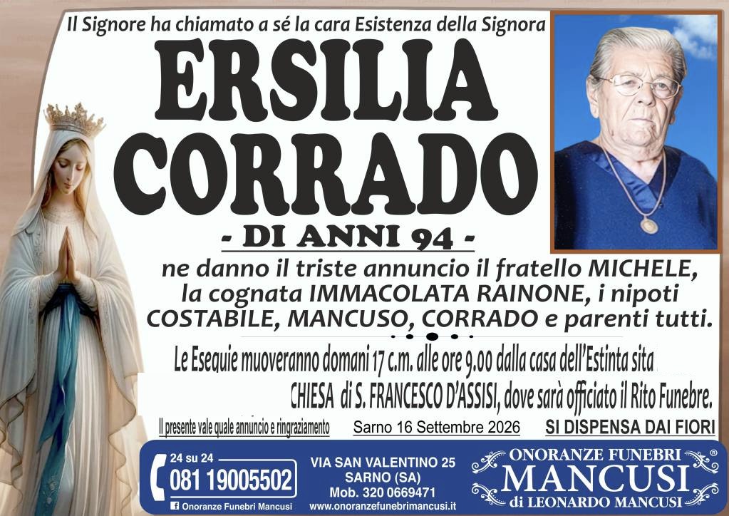 Necrologio di Ersilia Corrado