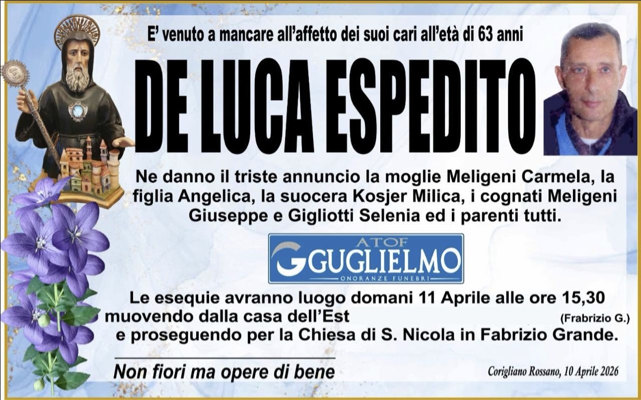 Necrologio di Espedito De Luca
