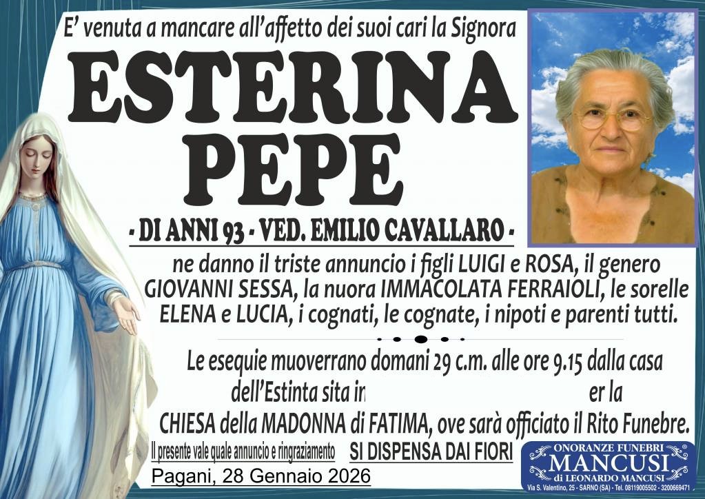 Necrologio di Esterina Pepe