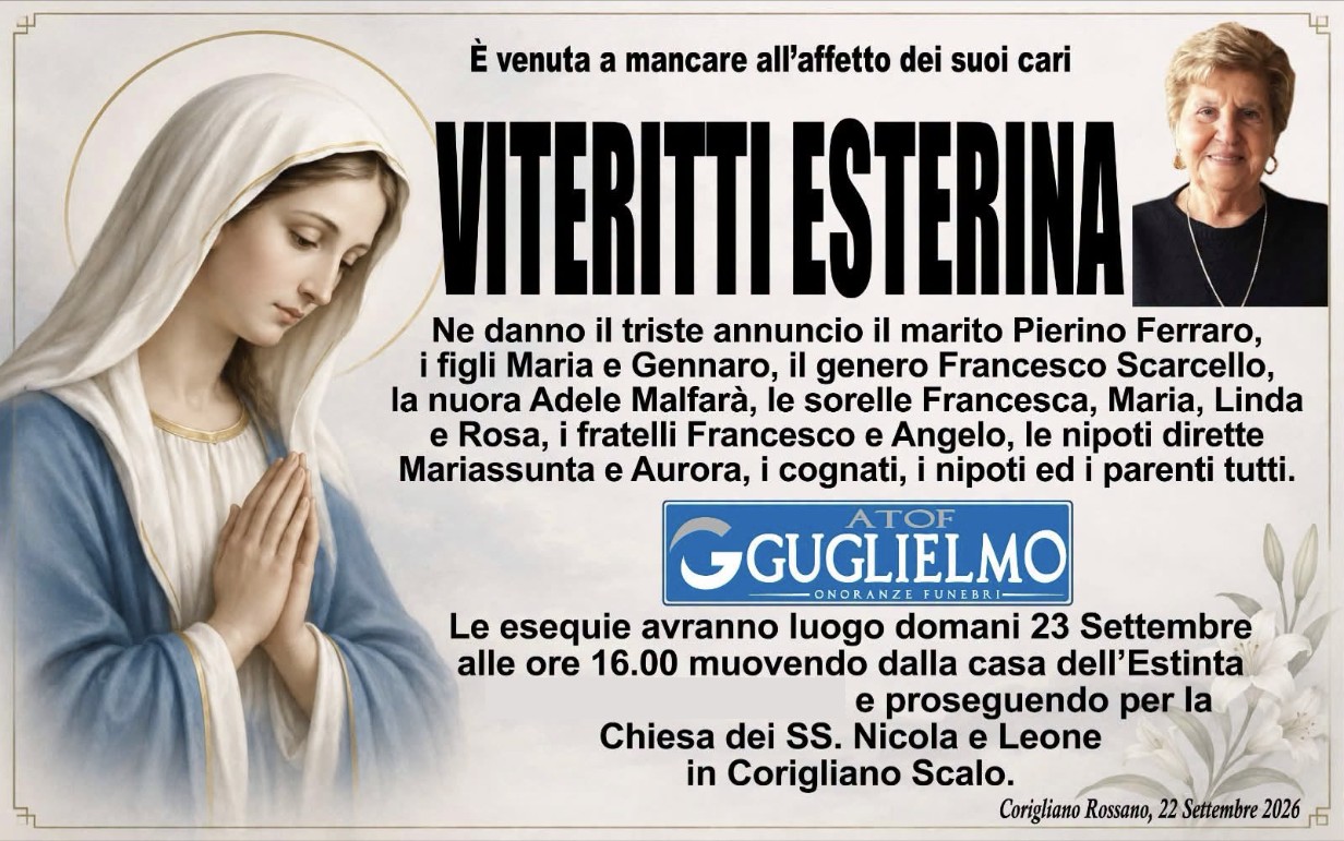 Necrologio di Esterina Viteritti
