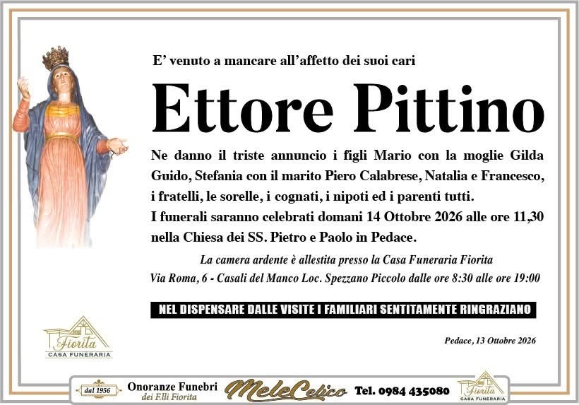 Necrologio di Ettore Pittino