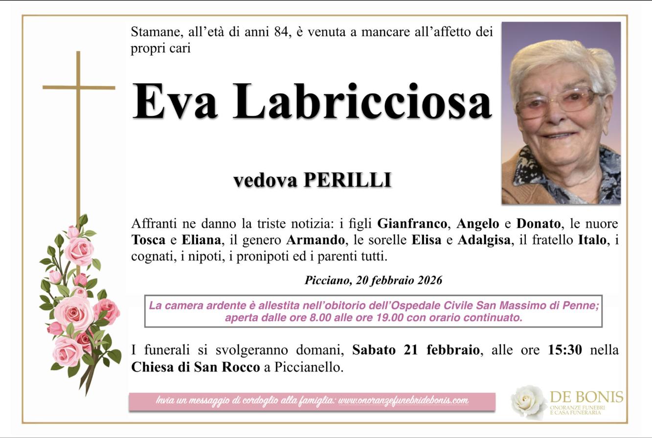 Necrologio di Eva Labricciosa