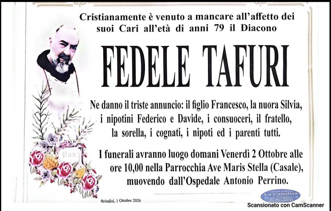 Necrologio di Fedele Tafuri